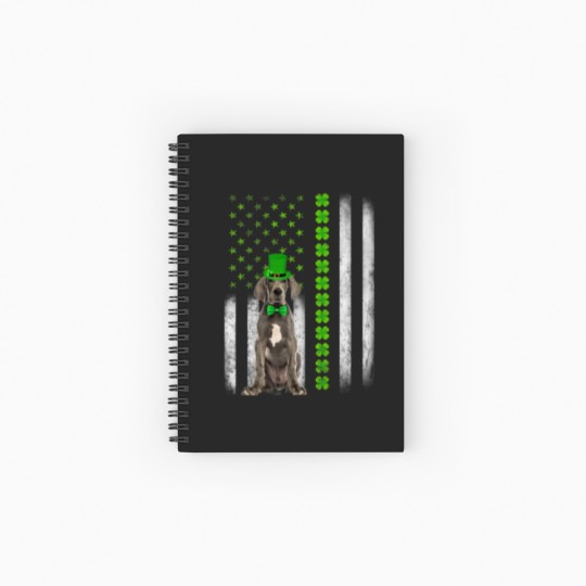 Discover Dane Saint Patrick's Day American Flag Dogs Lover Spiral Notebooks   Ruled Line