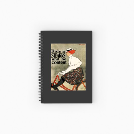 Discover Ride a STEARNS and be content! Old Bicycle Advert Spiral Notebooks   Ruled Line