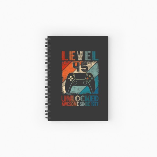 Discover Vintage Level 45 Unlocked Video Gamer Awesome Sinc Spiral Notebooks   Ruled Line