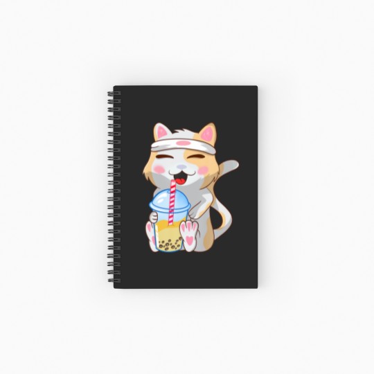 Discover Cute Cat ,Funny, Boba Bubble Tea, Anime, Japanese Spiral Notebooks   Ruled Line