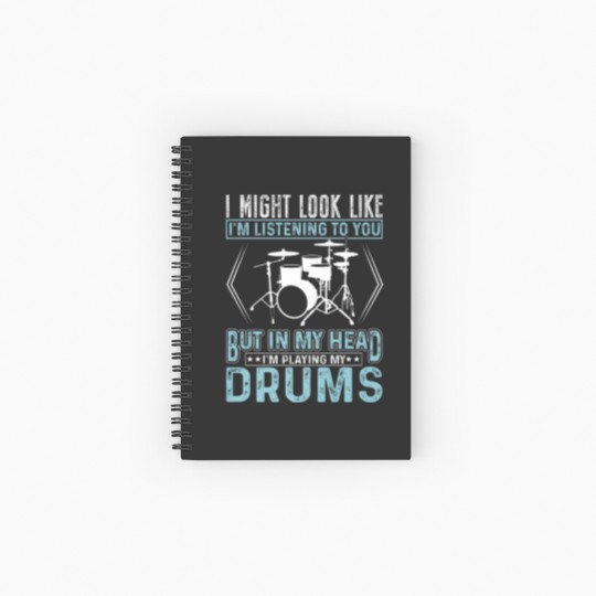 Discover In My Head I'm Playing My Drums Music Drummer Funn Spiral Notebooks   Ruled Line