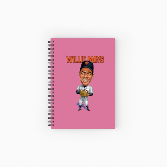Discover Willie Mays Baseball Caricature Vintage Essential Spiral Notebooks   Ruled Line