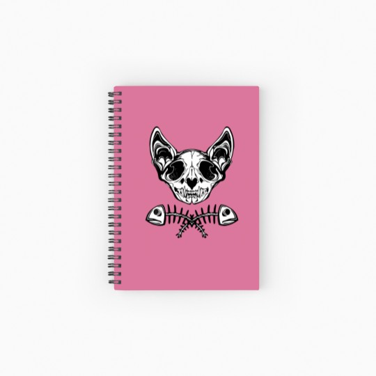 Discover Cat Skull Skeleton Halloween Costume Skull Cat Spiral Notebooks   Ruled Line
