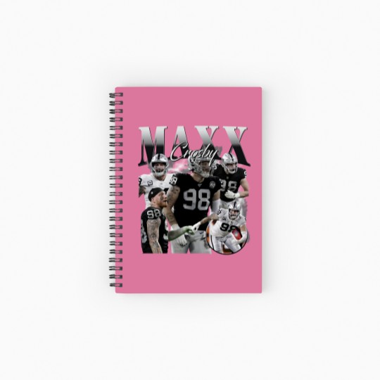 Discover Vintage 90s Graphic Style Maxx Crosby Spiral Notebooks   Ruled Line - Maxx Crosby Football Spiral Notebooks   Ruled Line