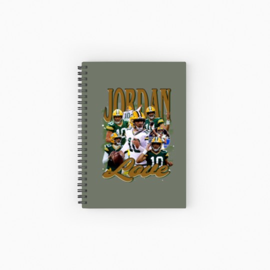 Discover Vintage 90s Graphic Style Jordan Love Spiral Notebooks   Ruled Line, Jordan Love Vintage Spiral Notebooks   Ruled Line, American Football Gift