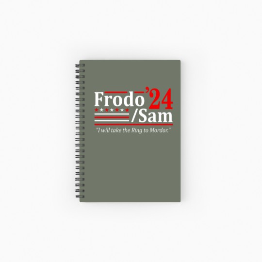 Discover FRODO and SAM 2024 Election - funny elect scifi hobbits drawrfs Unisex Spiral Notebooks   Ruled Line