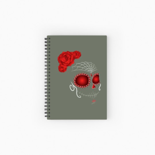 Discover Sugar Skull with Rose Crown Dia De Los Muertos Spiral Notebooks   Ruled Line