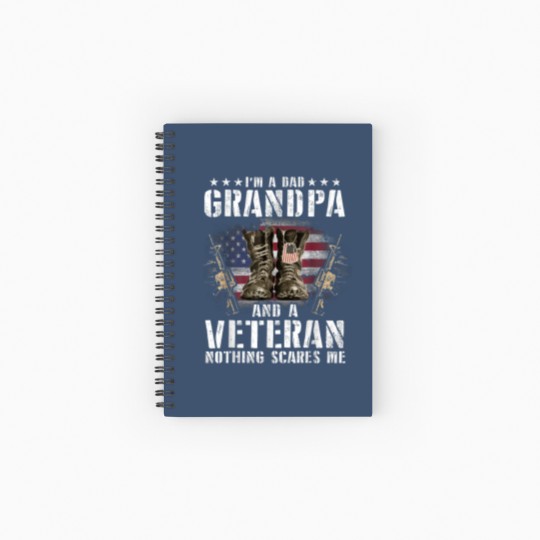 Discover I am a Dad Grandpa and a Veteran Nothing scares me USA Spiral Notebooks   Ruled Line