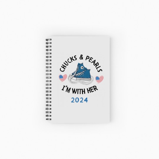 Discover Kamala Harris 2024 - Chucks and Pearls Spiral Notebook