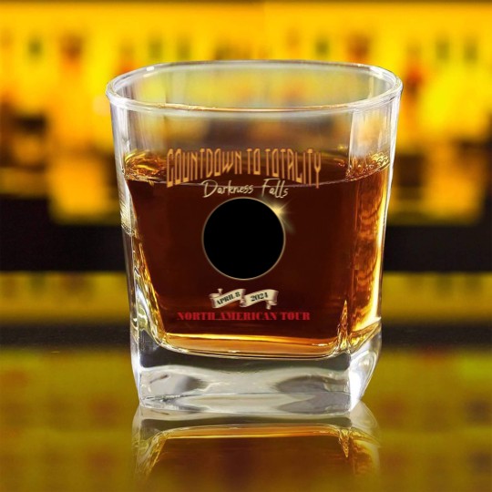 Discover Total Solar Eclipse Square Whiskey Glasses April 8th 2024, Rock Concert Tour Square Whiskey Glasses with Path of Totality Cities