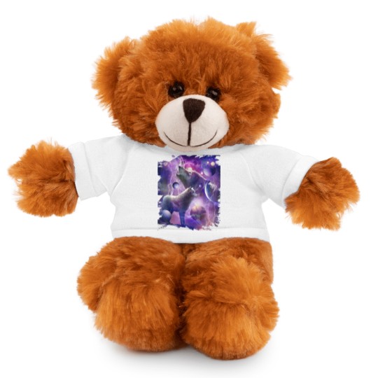 Discover Cosmic Wolf Howling At Moon In SpaceT Stuffed Animals With Tee