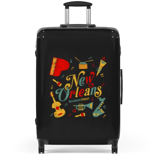 Discover New Orleans Louisiana Music Lovers Suitcases Bourbon Street Suitcases