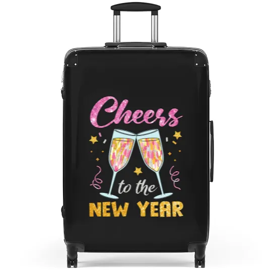 Discover New Year 2025 Suitcases, Cheers to the New Year, Retro New Years Suitcases
