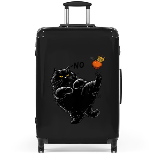 Discover No Kings in America Black Cat Suitcases, No Kings Suitcases, Funny Political Meme Suitcases