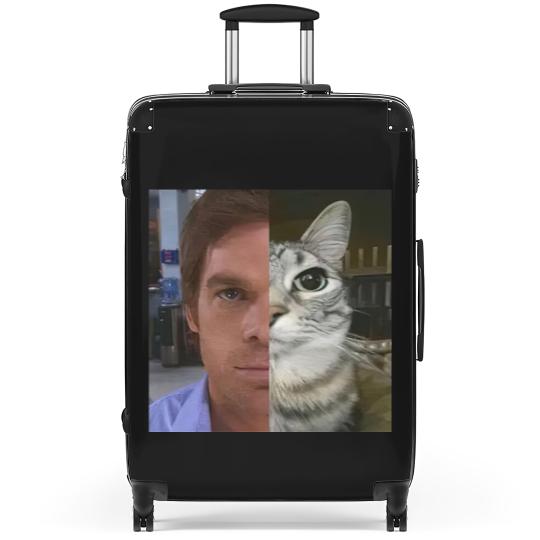 Discover Dext Morgan Suitcases, Funny Cat Meme Suitcases, Unisex Heavy Cotton Suitcases, Gift for Dexter Fans, TV Show Fan Suitcases