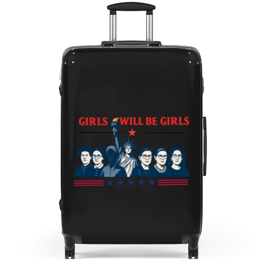 Discover Girls Will be Girls Comfort Colors Suitcases, Patriotic Feminist 4th of July Suitcases