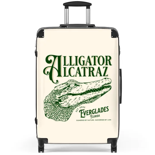 Discover Alligator Alcatraz Suitcases, Everglades Florida Parody,  Swamp Humor Suitcases, Dark Humor Suitcases