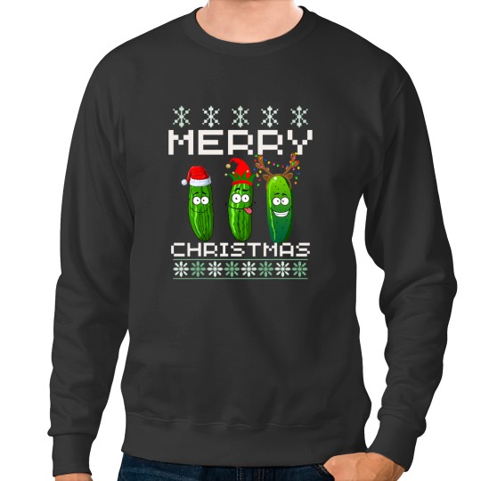 Discover Pickle Lover Xmas Lighting Santa Ugly Pickle Sweatshirts