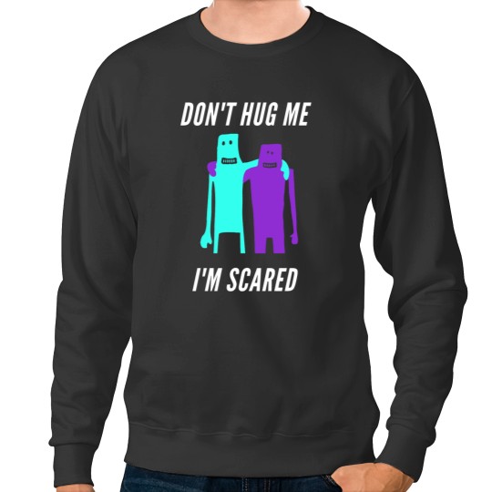 Discover Don't hug me i'm scared cyan and purple Sweatshirts