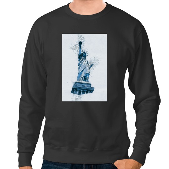 Discover Statue of LIBERTY New York Monument Vintage Blue Art Style Sweatshirts
