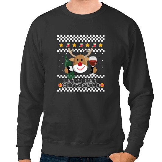 Discover Let 39 S Get Blitzened Ugly Christmas Sweater Reindeer Meme Sweatshirts
