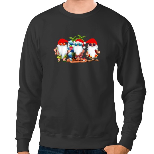 Discover Cute Hawaiian Three Gnomes Christmas In July Summer Vacation Sweatshirts
