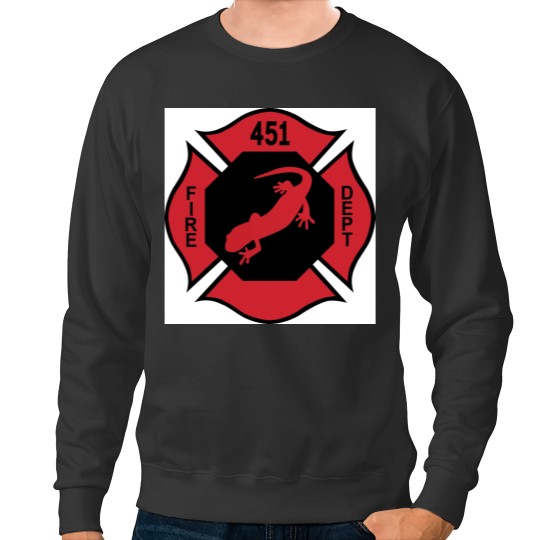 Discover Firemen Logo - Fahrenheit 451 Black and Red with White background Sweatshirts