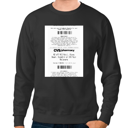 Discover CVS Receipt Graphic Sweatshirts