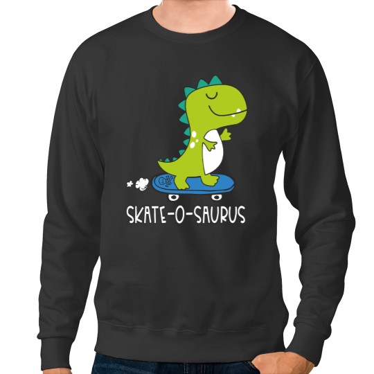 Discover Skating Dino Skating Dino Skate-O-Saurus Dinosaur Sweatshirts