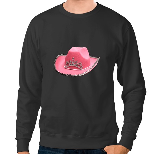 Discover Pink Rhinestone Cowboy Hat Sticker Sweatshirts