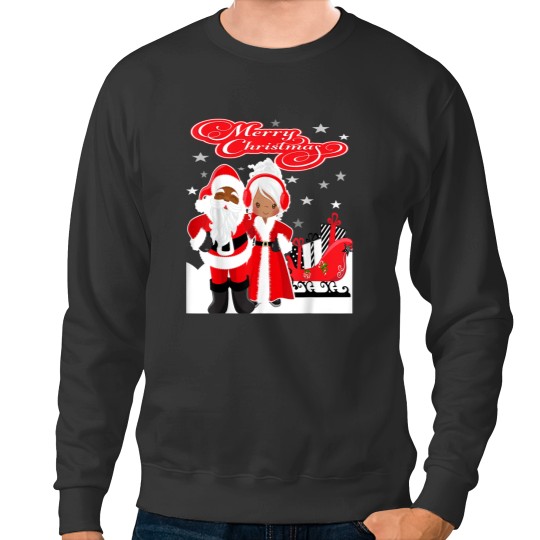 Discover Merry Christmas Santa Claus Mrs Claus African American Sweatshirts