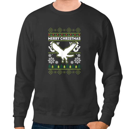 Discover Merry Christmas Red Tailed Hawk Ugly Xmas Sweatshirts