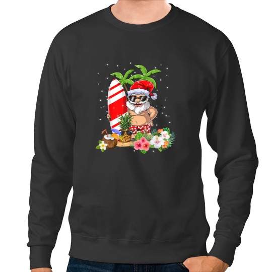 Discover Christmas In July Santa Hawaiian Surfing Summer Surf Sweatshirts