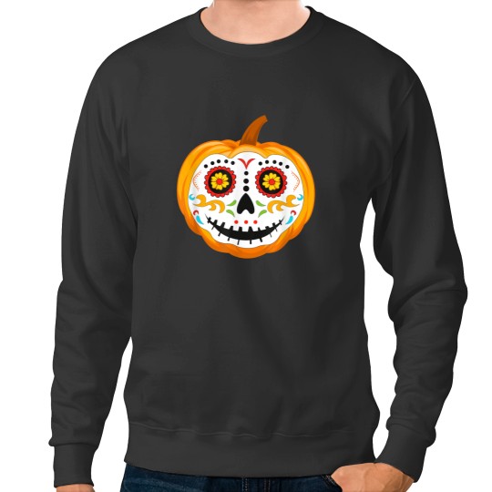 Discover Dia De Los Muertos Pumpkin Day Of The Dead Skull Sweatshirts