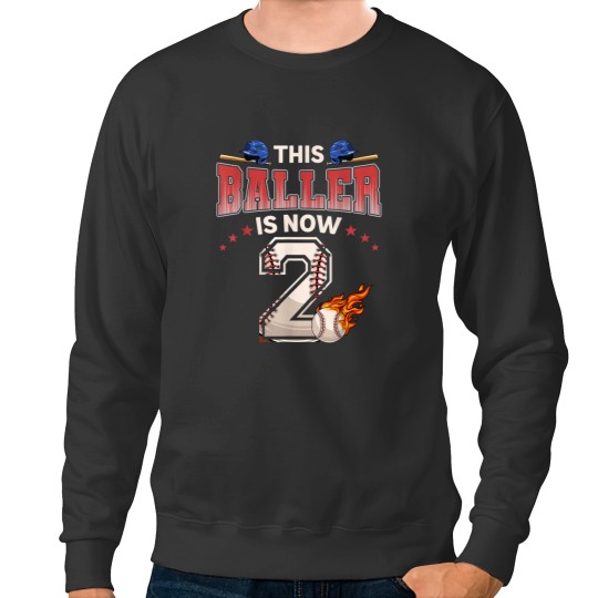 Discover 2nd Birthday Boys Baseball Player  2 Years Old Kids Boy 5358 Sweatshirts