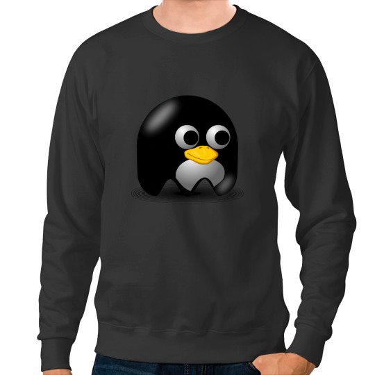 Discover A cute black penguin ghostwith big eyes Active Sweatshirts