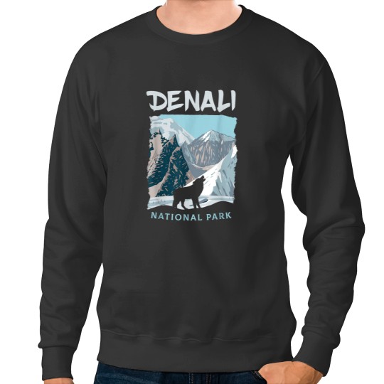 Discover Denali National Park US Wolf Alaska Wolves Sweatshirts