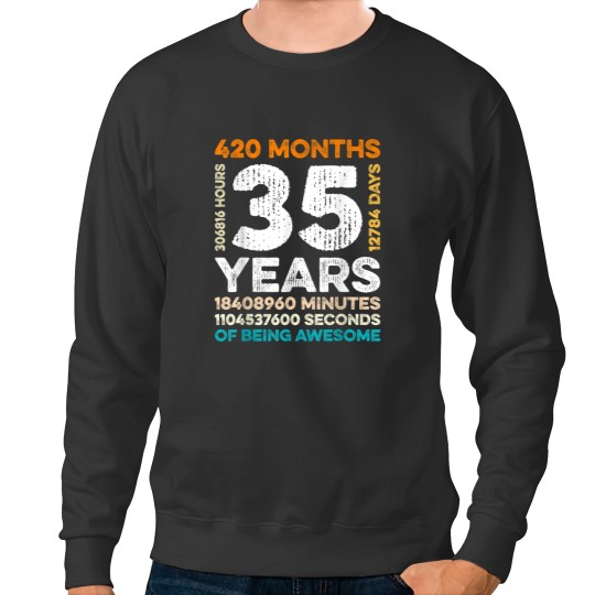 Discover 35 Years Old 420 Months Of Being Awesome 35th Birthday Sweatshirts