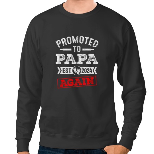 Discover Promoted To Papa Again 2024 Pregnancy Announcement Sweatshirts