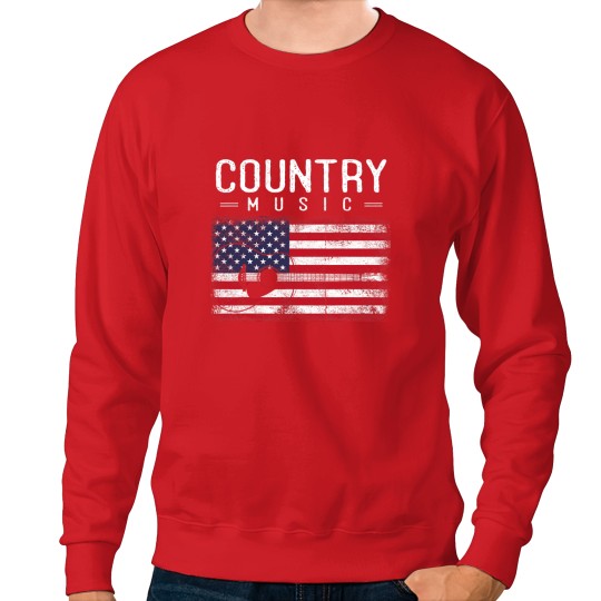 Discover Country Music Vintage Guitar American Flag 21 Sweatshirts
