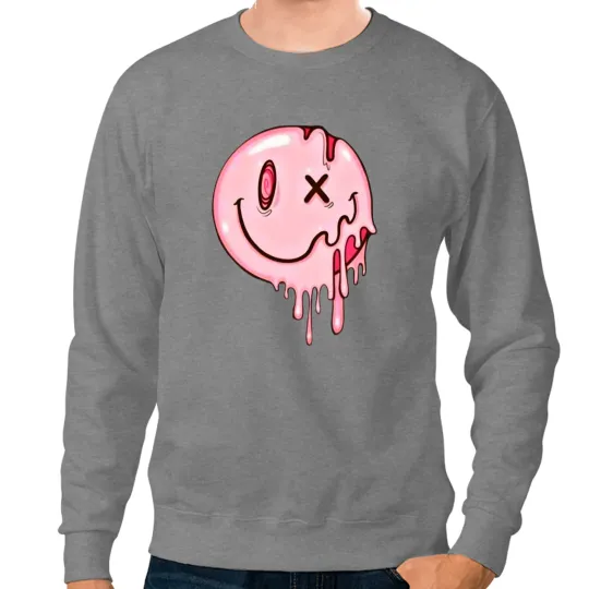 Discover Pink droopy smiley Sweatshirts