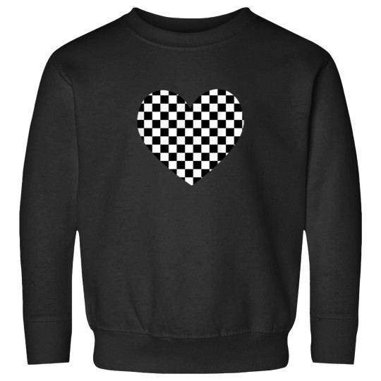 Discover Checkerboard Black and White Checkered Heart Sweatshirts