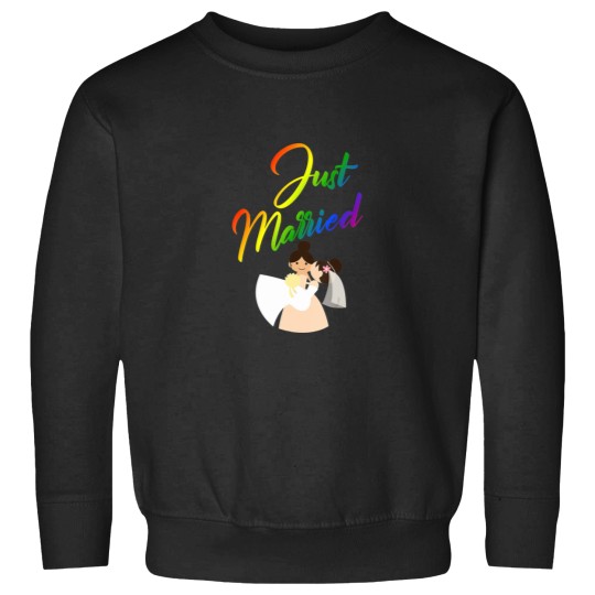Discover Just Married Double Bride Lesbian Couple Rainbow Sweatshirts