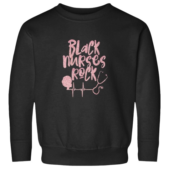 Discover Womens Black Nurses Rock Afro Rose Heartbeat RN Sweatshirts