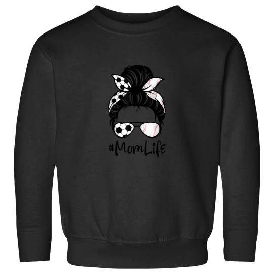 Discover Womens Cute Mom Life Soccer Messy Bun Baseball H Sweatshirts