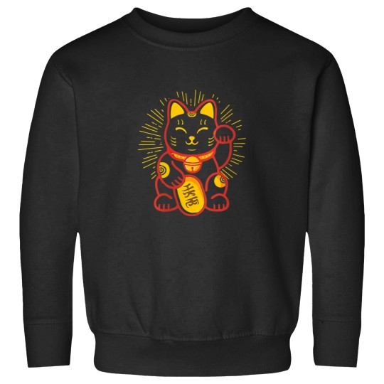 Discover Womens Maneki Neko Lucky Cat Japanese Money Kitt Sweatshirts