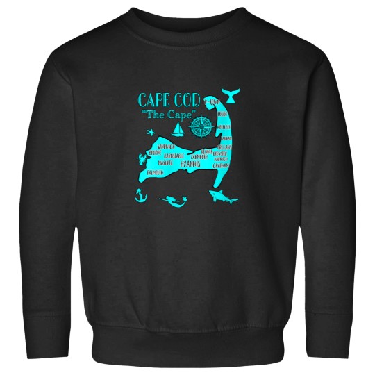 Discover Womens Map of Cape Cod Aqua Blue Nautical Symbol Sweatshirts