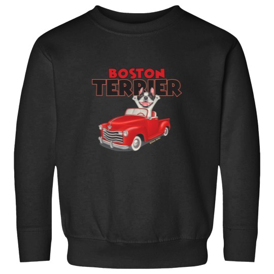 Discover Boston Terrier In Classic Red Truck Sweatshirts