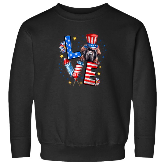 Discover Love Newfoundland Dog American Flag 4Th Of July T-Shirt Sweatshirts