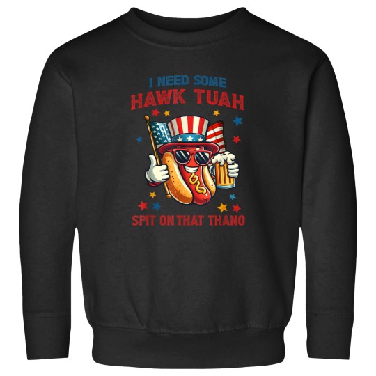 Discover 4th Of July Funny Hot Dog Usa Flag I Need Some Hawk Tush Sweatshirts